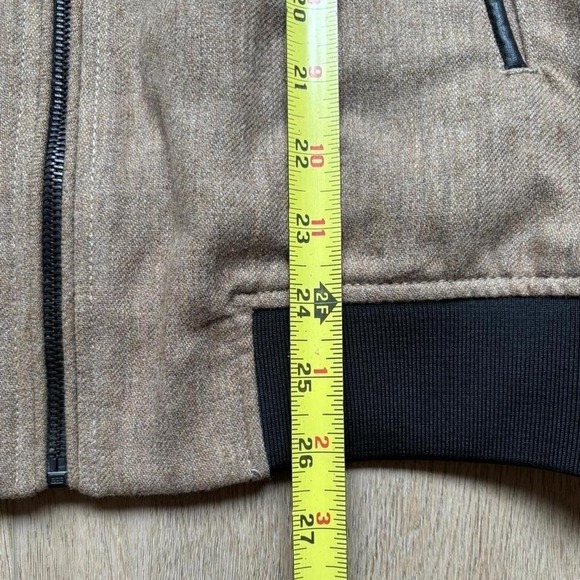 Zara Man Tan and Black 2 tone Bomber Jacket Wool Blend Size M - Picture 5 of 7